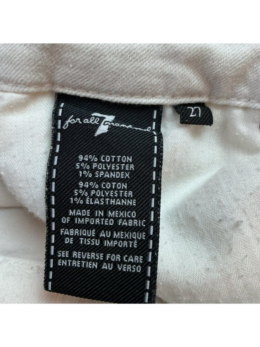 7 For All Mankind Cropped Skinny Jeans Womens 27 White 94% Cotton Stretch Denim - Picture 12 of 13